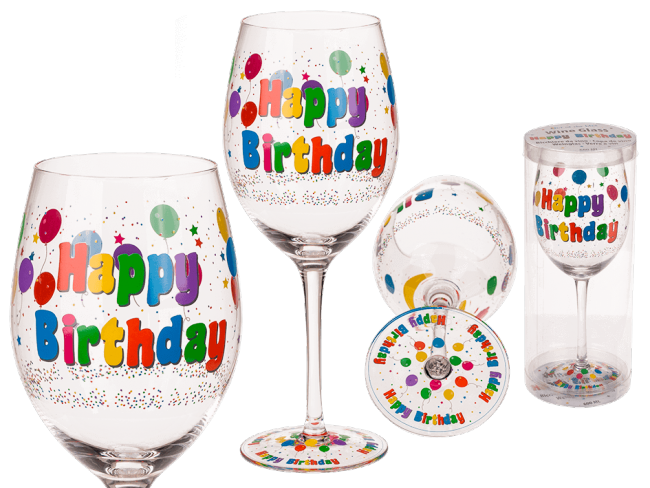 Obrázok Pohár na víno Happy Birthday