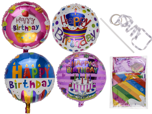 Obrázok Fóliový balónik Happy Birthday 4ks